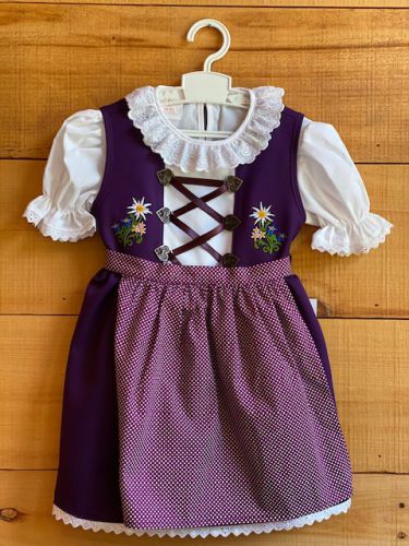 Kids Dirndl - Purple with embroidered Alpine Flowers